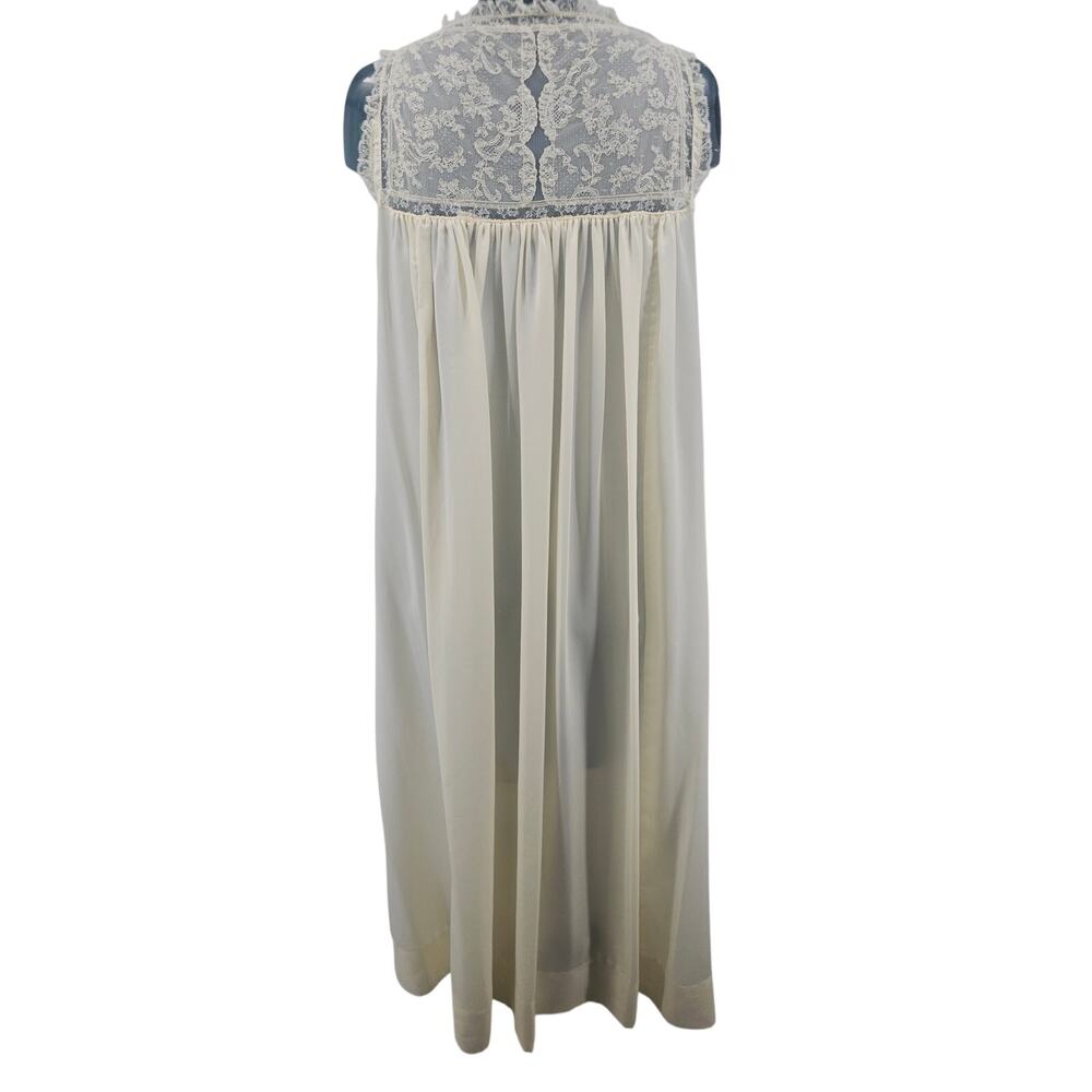 Vintage Miss Lingerie White Bridal Sheer Nylon Lace Peignoir Negligee S 4106 - Picture 5 of 9